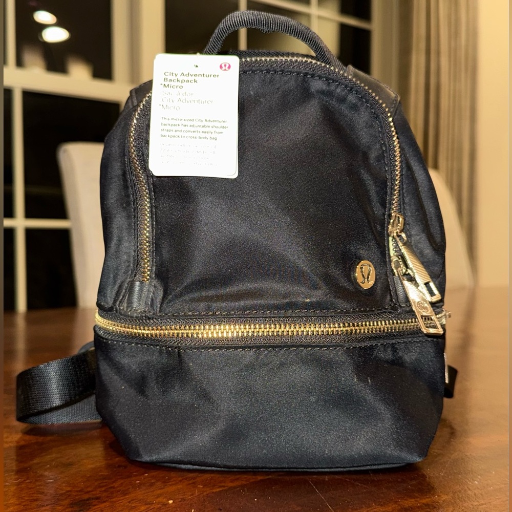 lululemon Micro City Adventurer Black and Gold Backpack